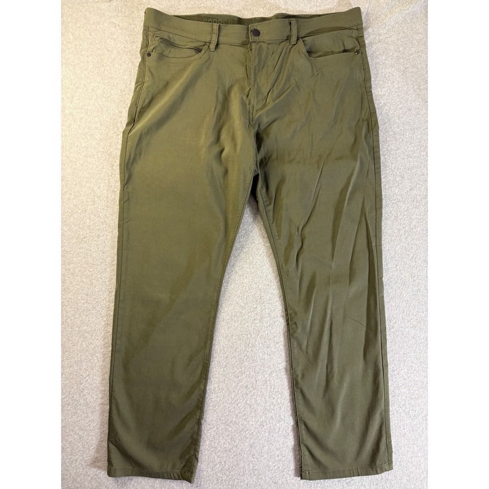 Copper & Oak Commuter Pants 38x30 Olive Green Stretch Straight Leg K2F901